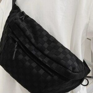 Black Checkered crossbody belt Bag